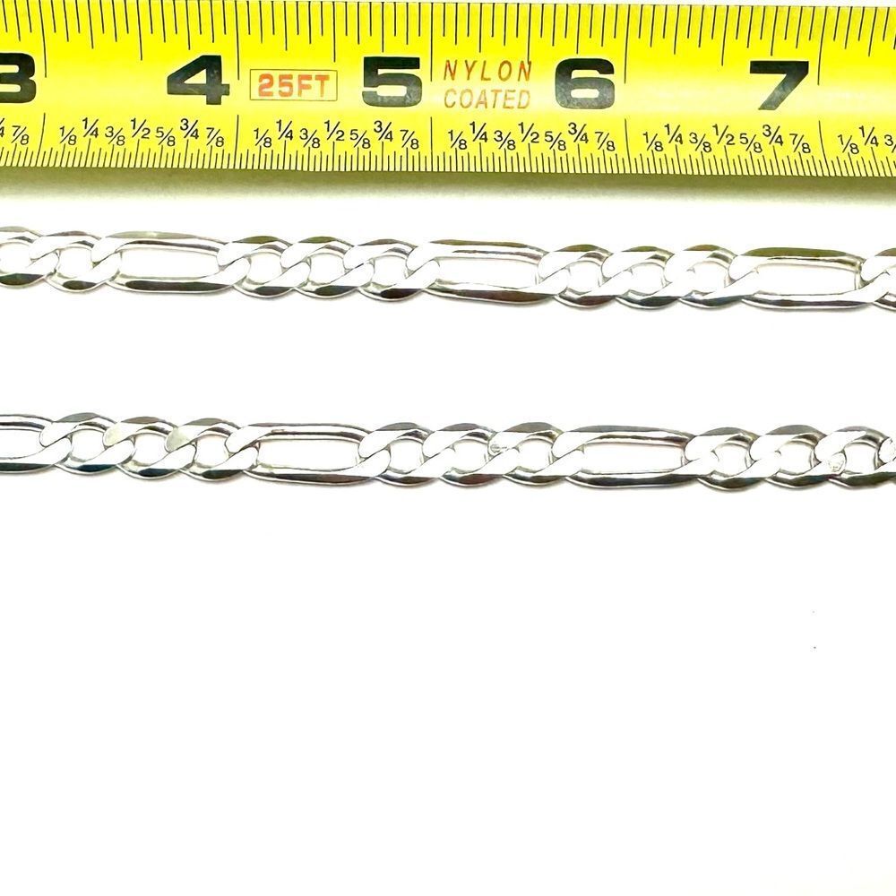 Solid 925 Sterling Silver Figaro Chain Necklace 22” ~47g Wide Heavy Link